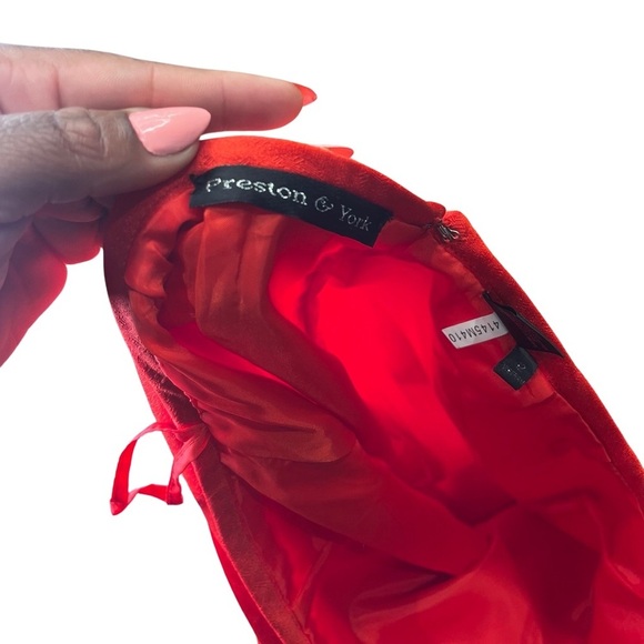 Preston & York Textured Print Red A-Line Knee Length Slit Skirt Women Size 12 - Picture 9 of 10